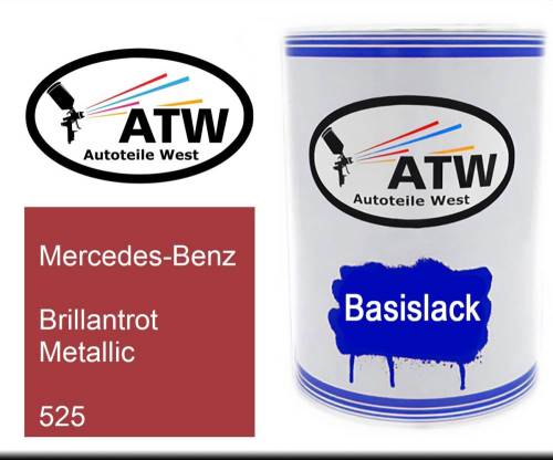 Mercedes-Benz, Brillantrot Metallic, 525: 500ml Lackdose, von ATW Autoteile West.